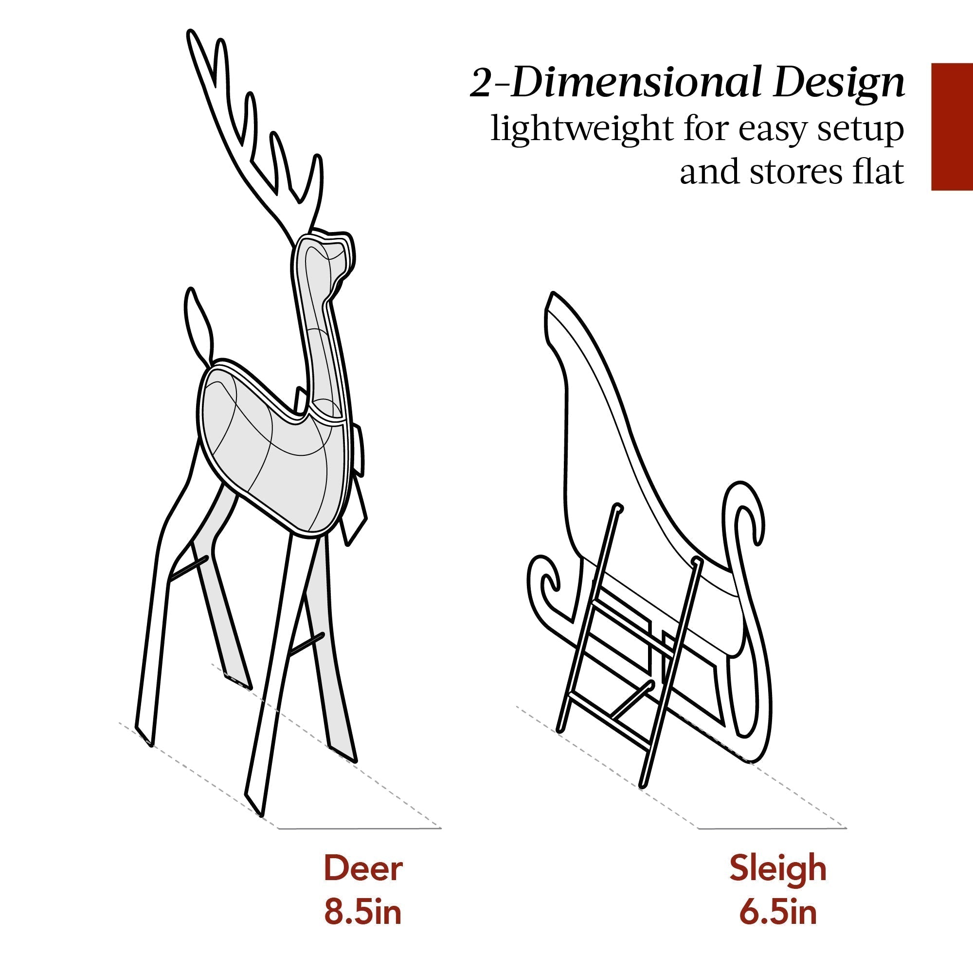 Lighted 2D Outdoor Christmas Reindeer & Sleigh Set w/ Warm White LED Lights (49140573733158)