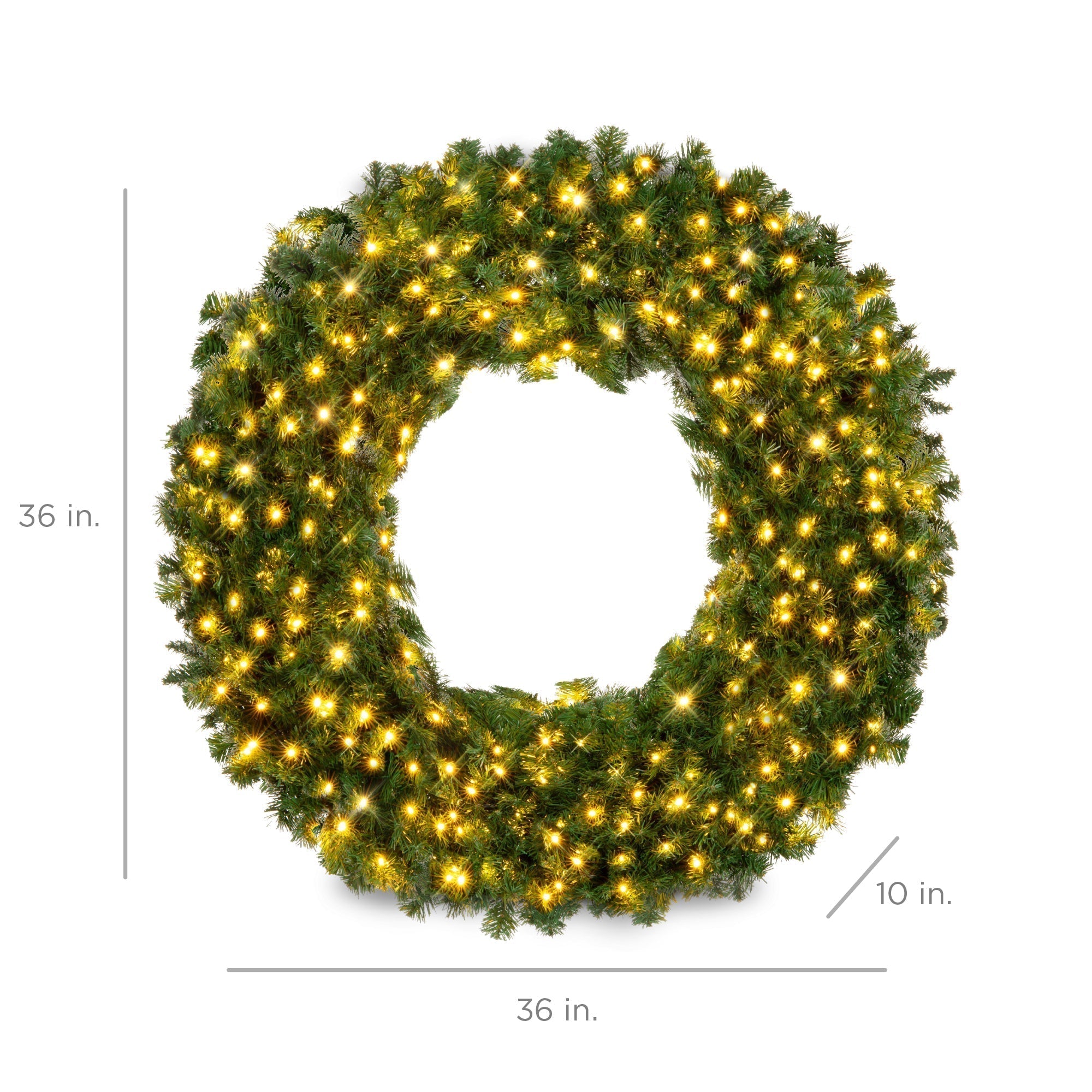 Pre-Lit Artificial Fir Christmas Wreath w/ LED Lights, Plug-In, PVC Tips (49140481327398)