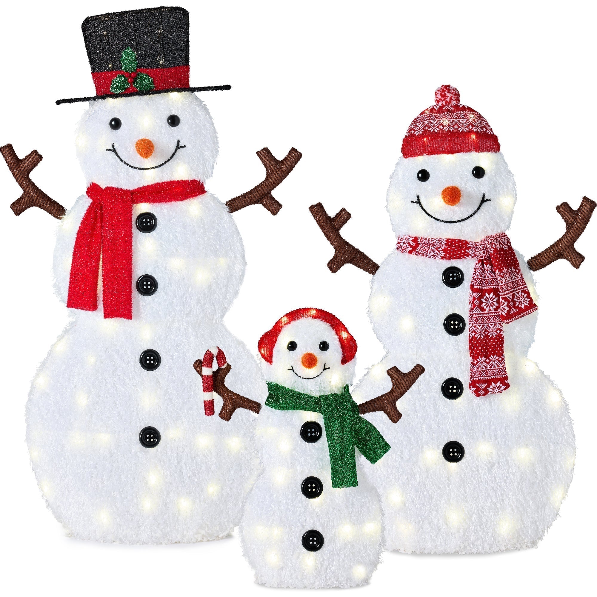 2D Lighted Snowman Family Set Outdoor Yard Decor w/ Twinkling LED Lights (49140555612454)