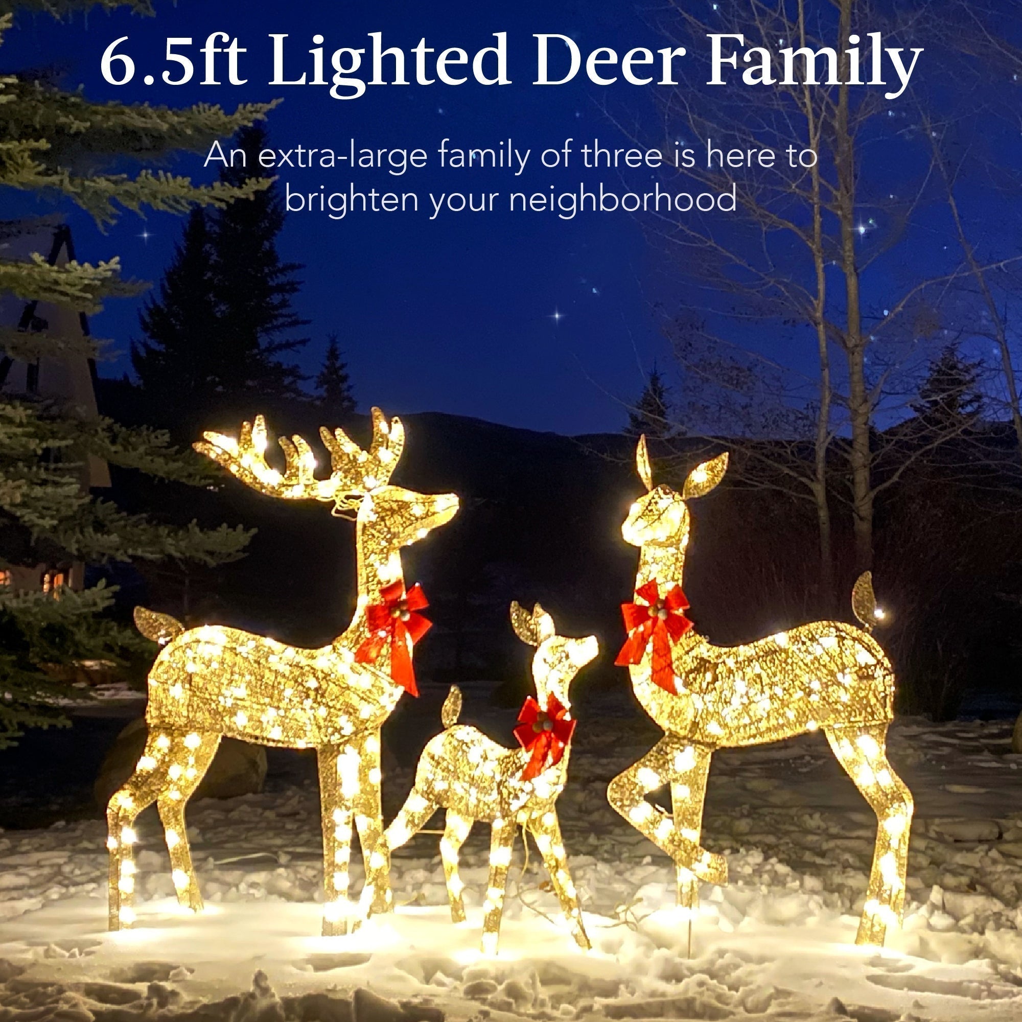 6.5ft 3-Piece Lighted Christmas Deer Set Outdoor Decor with LED Lights (49140552499494)