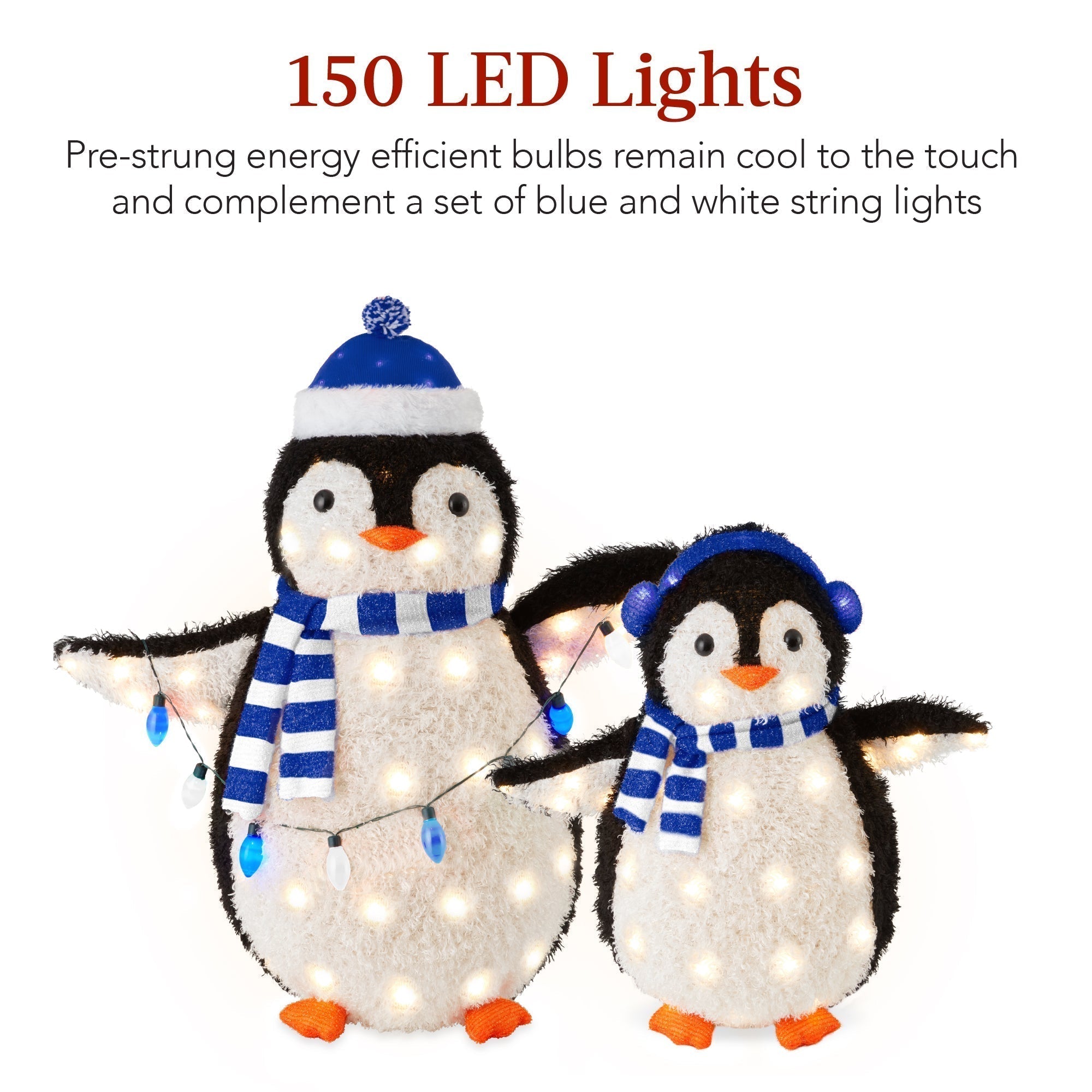 2pc Lighted Pop-Up Penguin Family Christmas Decoration w/ 150 Lights - 3ft (49140543947046)