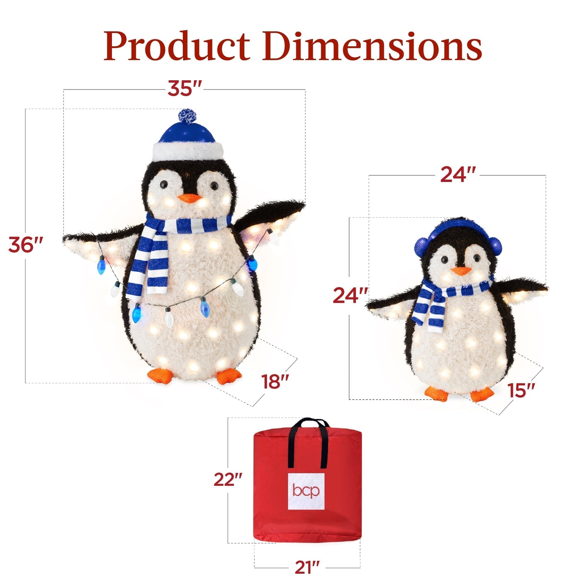 2pc Lighted Pop-Up Penguin Family Christmas Decoration w/ 150 Lights - 3ft (49140544078118)