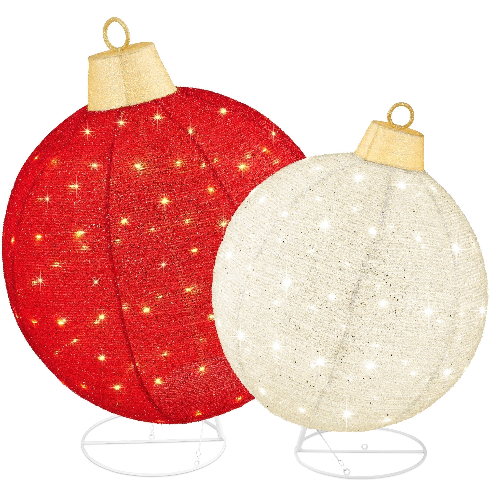 2pc Lighted Pop-Up Christmas Ornaments Decoration w/ 180 LED Lights, Stand (49140528972070)