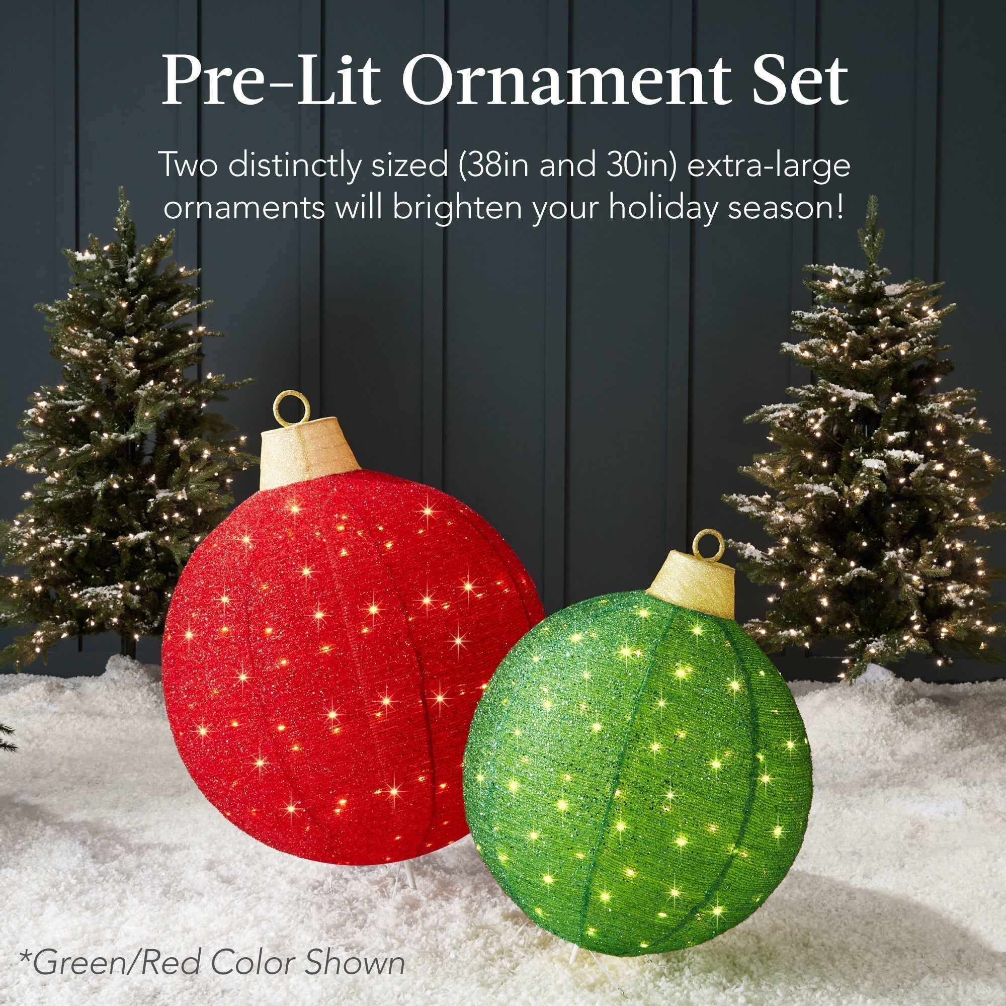 2pc Lighted Pop-Up Christmas Ornaments Decoration w/ 180 LED Lights, Stand (49140529004838)