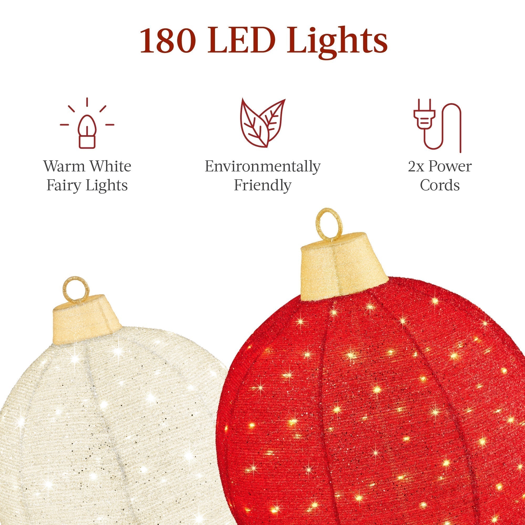 2pc Lighted Pop-Up Christmas Ornaments Decoration w/ 180 LED Lights, Stand (49140529070374)