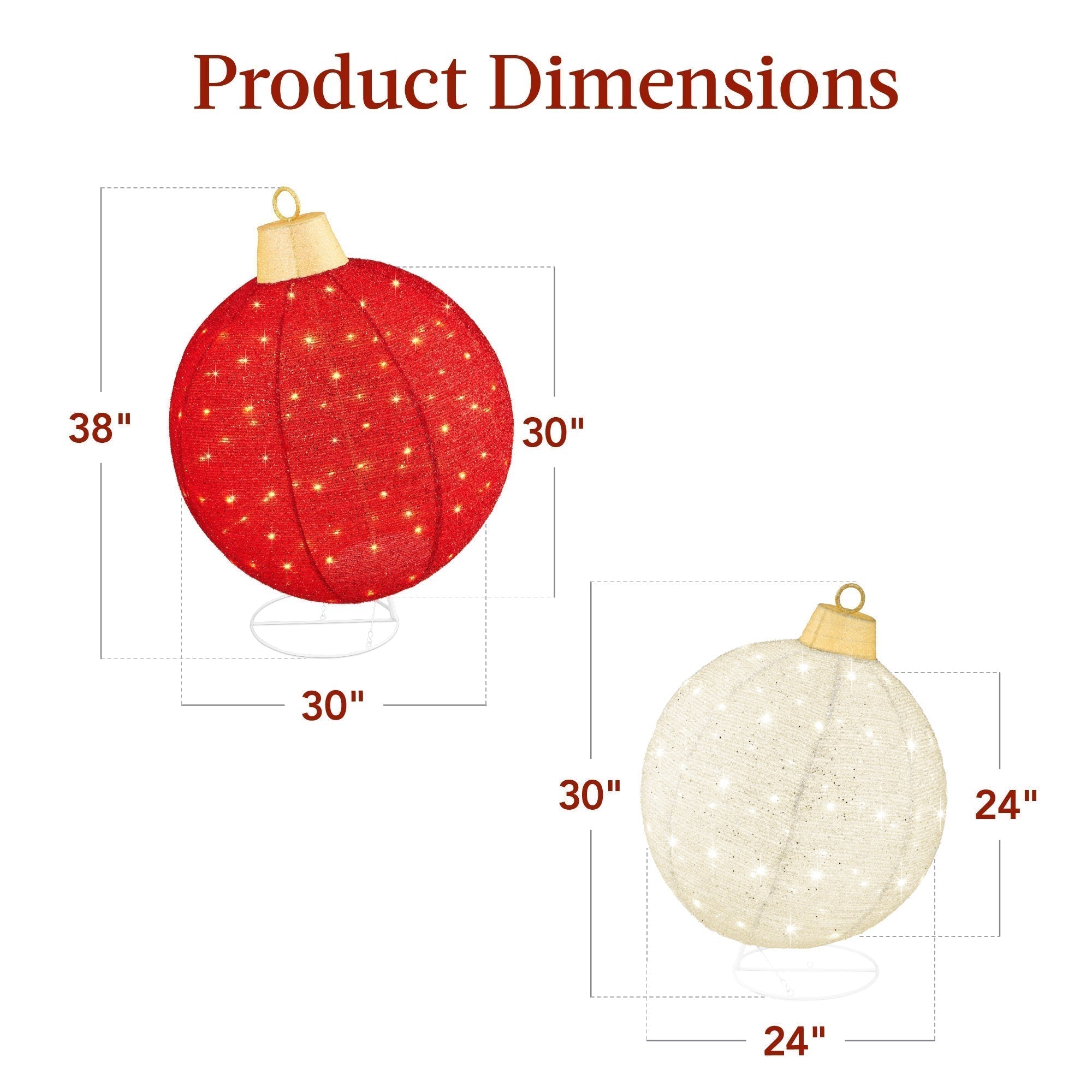 2pc Lighted Pop-Up Christmas Ornaments Decoration w/ 180 LED Lights, Stand (49140529168678)