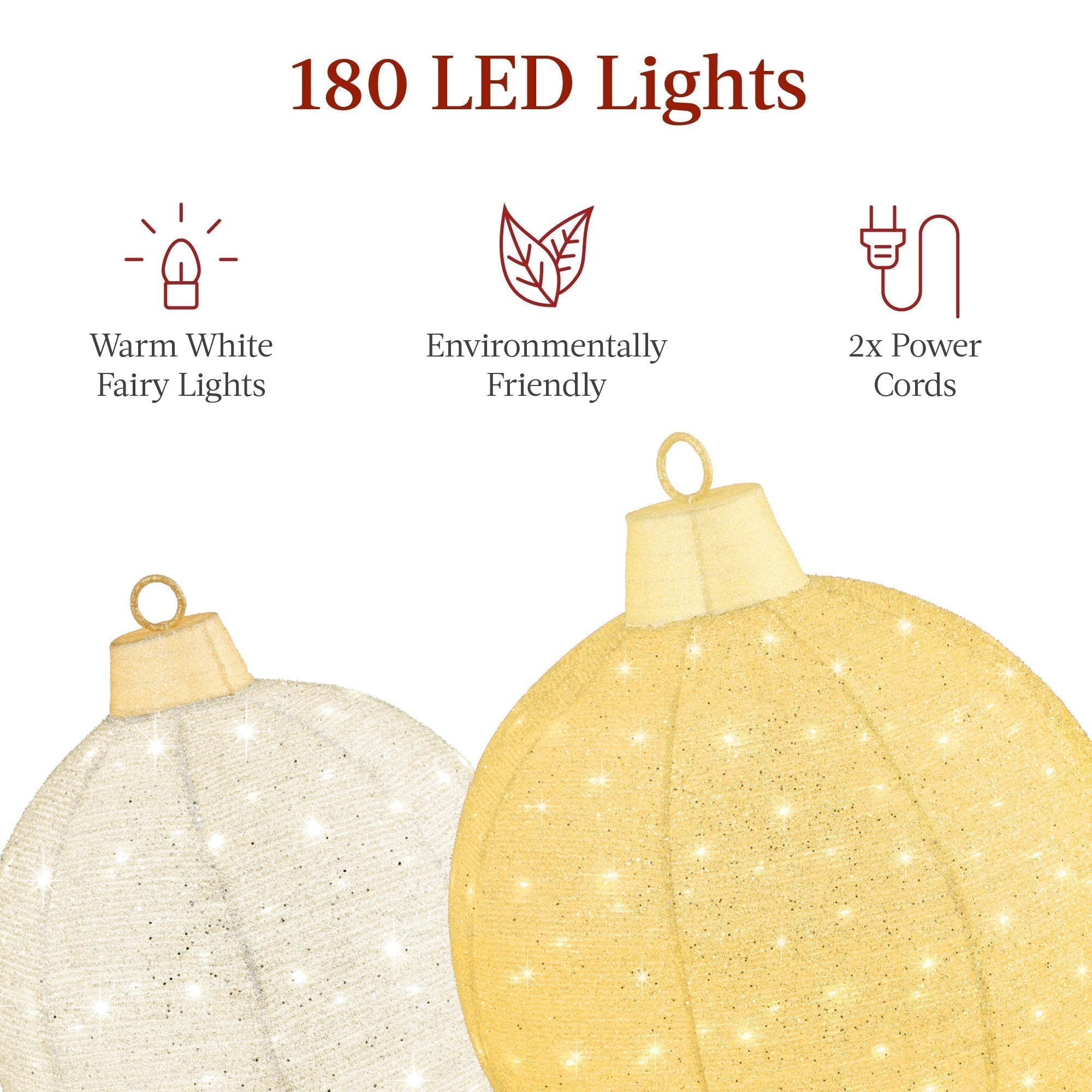 2pc Lighted Pop-Up Christmas Ornaments Decoration w/ 180 LED Lights, Stand (49140528382246)