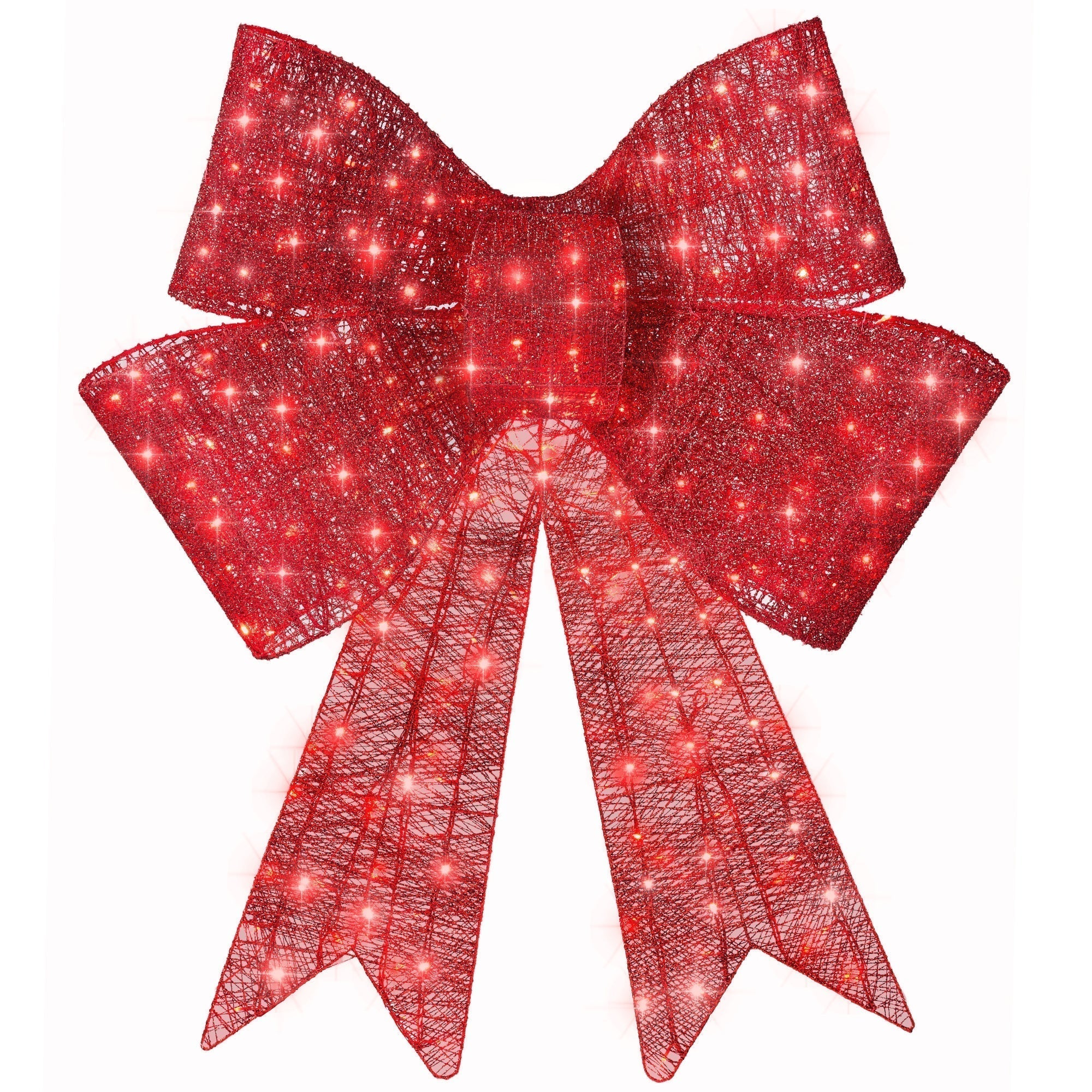 Pre-Lit Large Christmas Bow Decoration, Holiday Decor w/ 8 Functions (49140592869670)