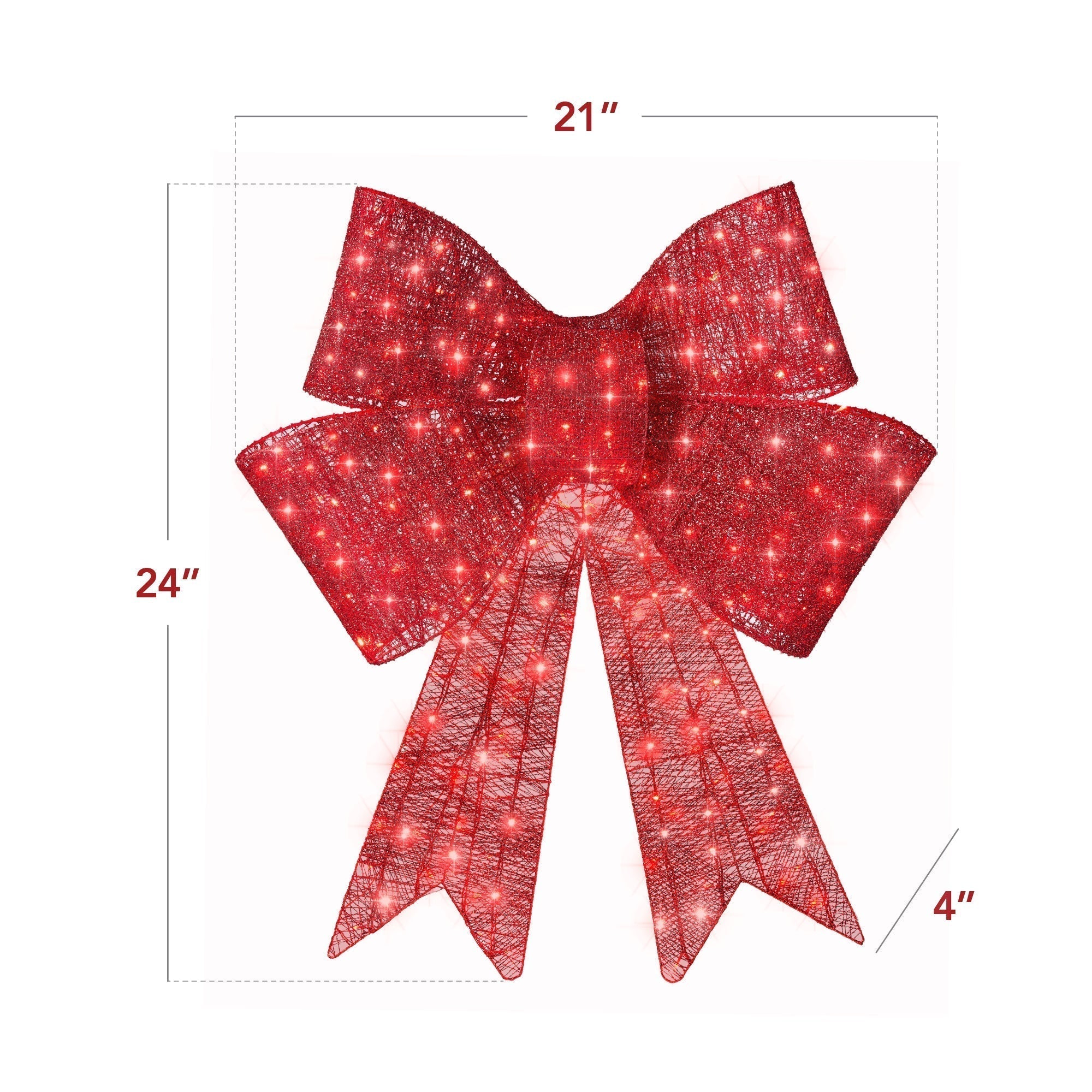 Pre-Lit Large Christmas Bow Decoration, Holiday Decor w/ 8 Functions (49140593066278)