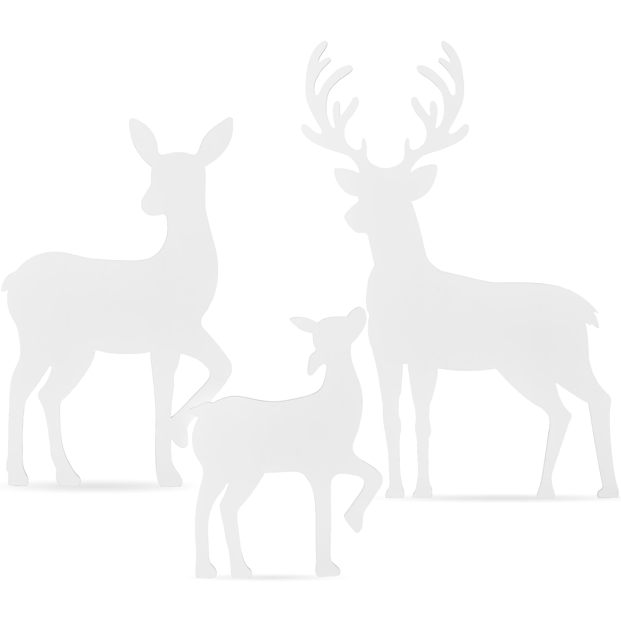 3-Piece 2D Deer Family Silhouette Yard Decoration w/ Buck, Doe, Fawn - 46in (49140568588582)