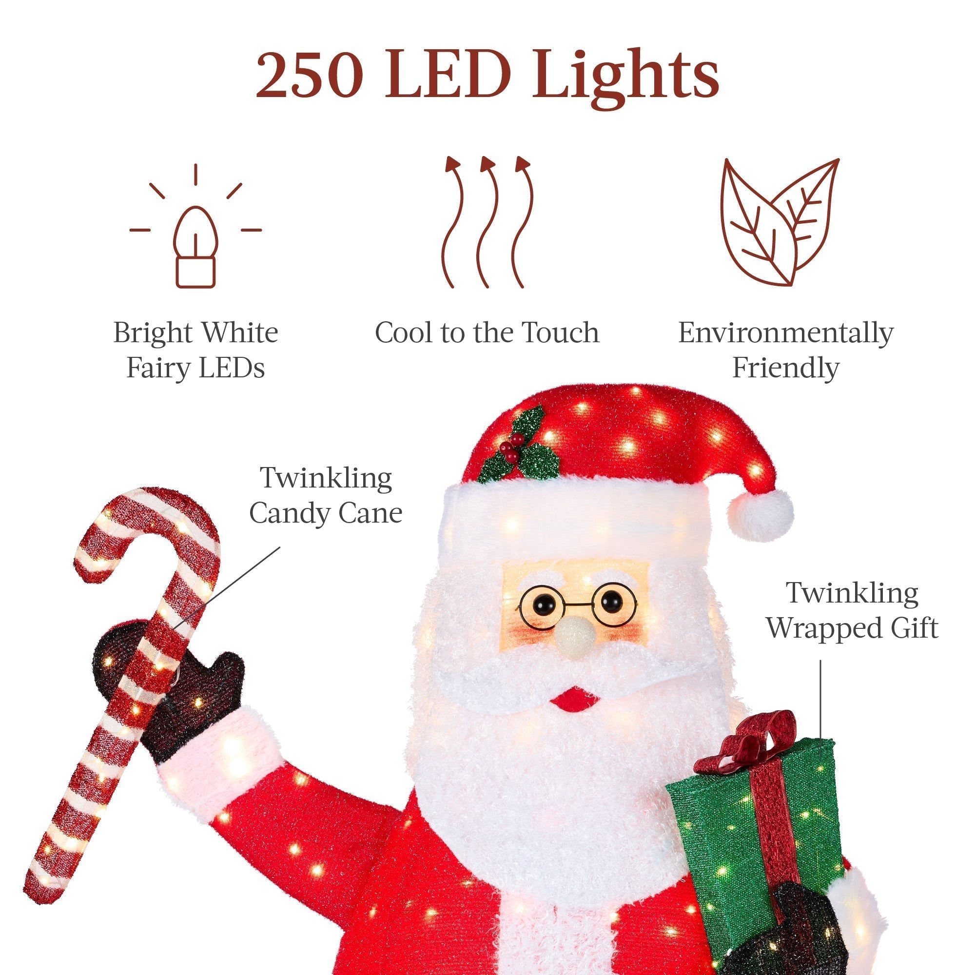 Lighted Pop-Up Santa Claus Outdoor Christmas Decoration w/ LED Lights (49140587299110)