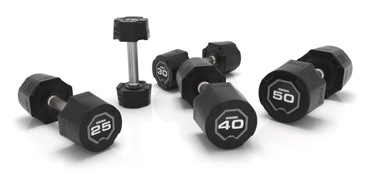 Escape Fitness 2-20kg Urethane Dumbbell Set and 10 pair rack