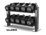 Escape Fitness 32-40kg Urethane Dumbbell Set and 5 pair rack