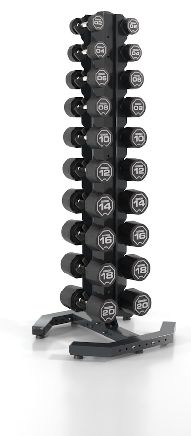 Escape 2-20kg Nucleus Urethane Dumbbell Set with Upright Rack