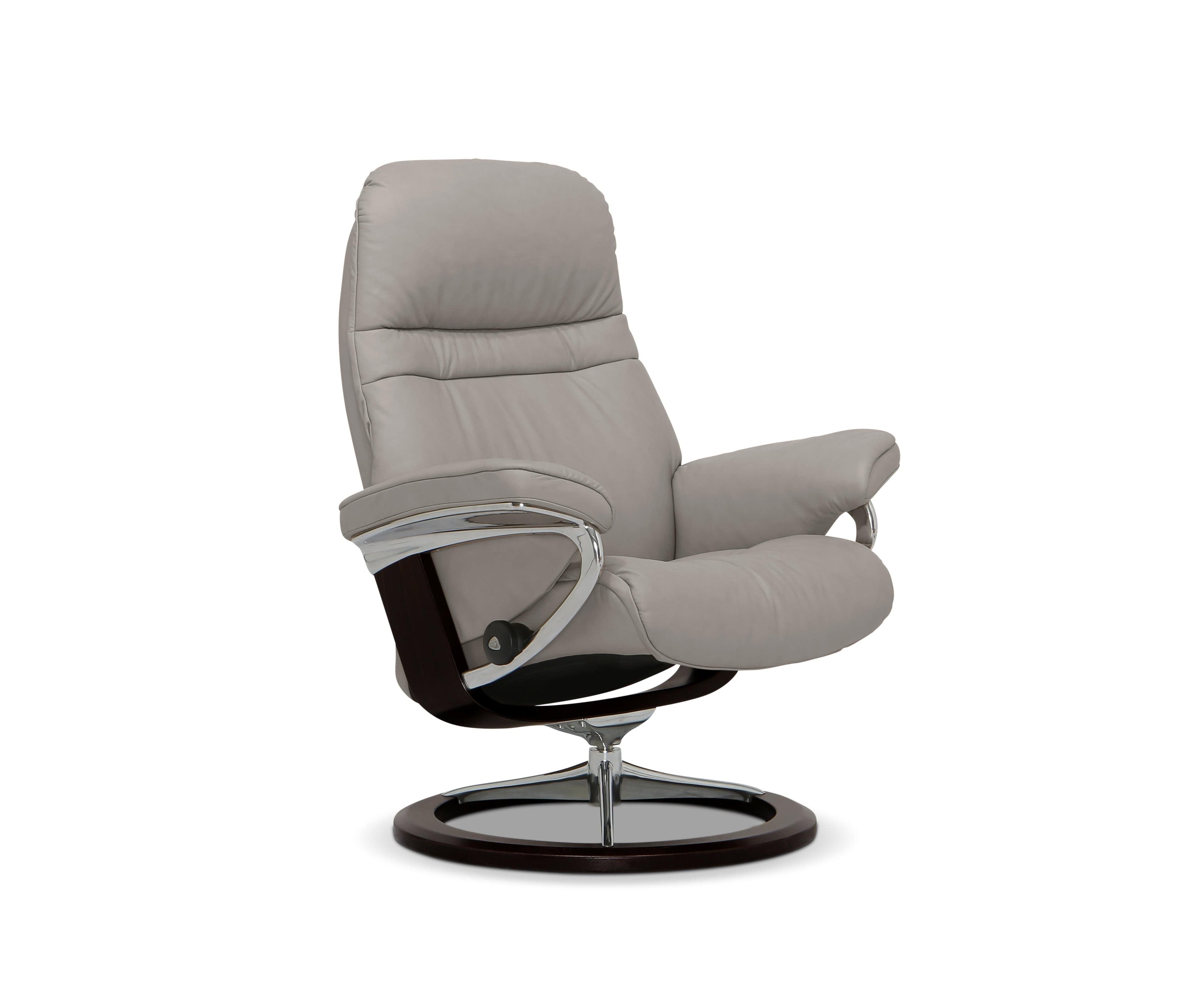 Stressless® Sunrise Recliner & Ottoman with Signature Base - Silver Grey (49139229720870)