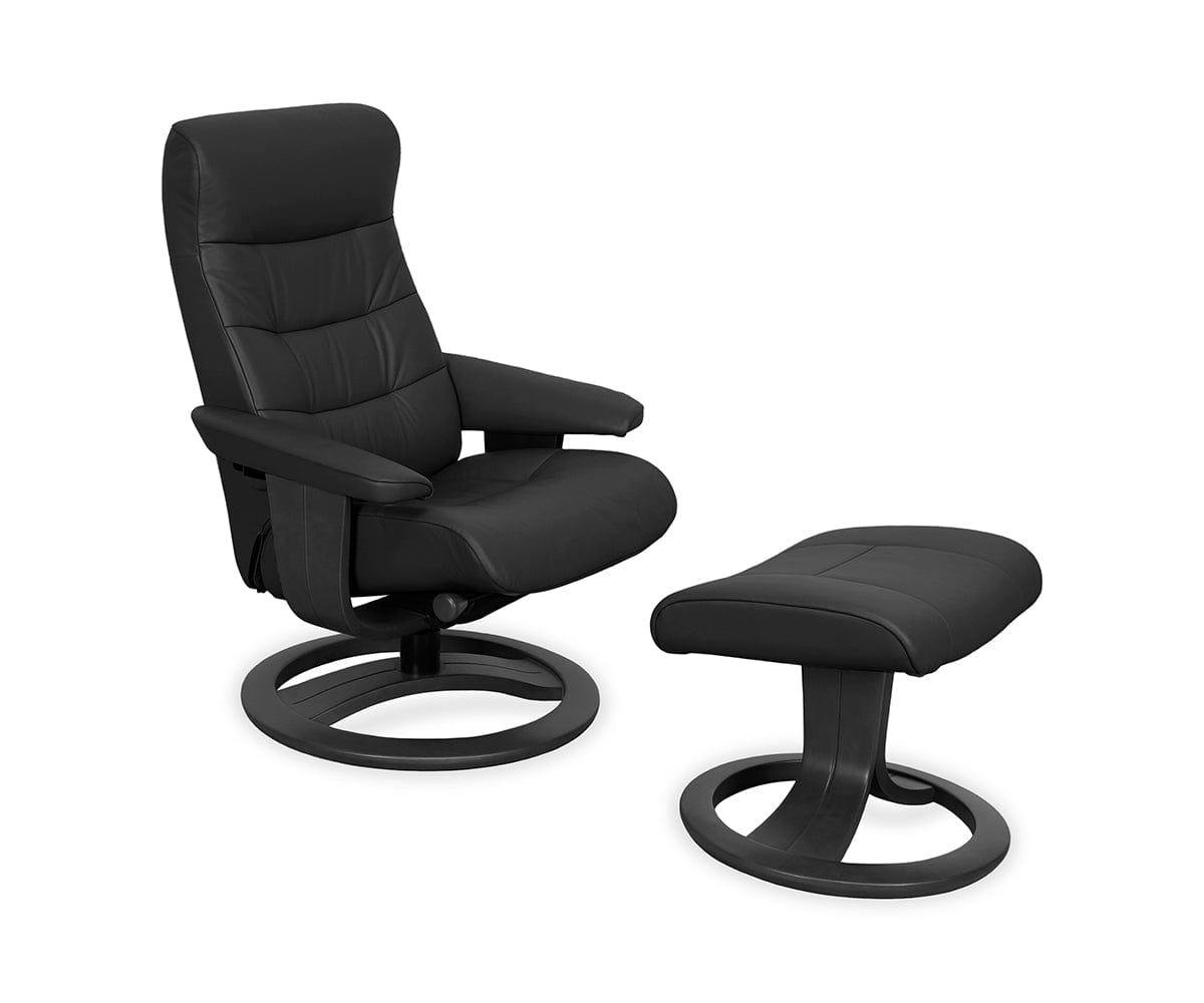 Hans Leather Recliner & Ottoman Essenza Nero / Medium - Scandinavian Designs (49139273269542)