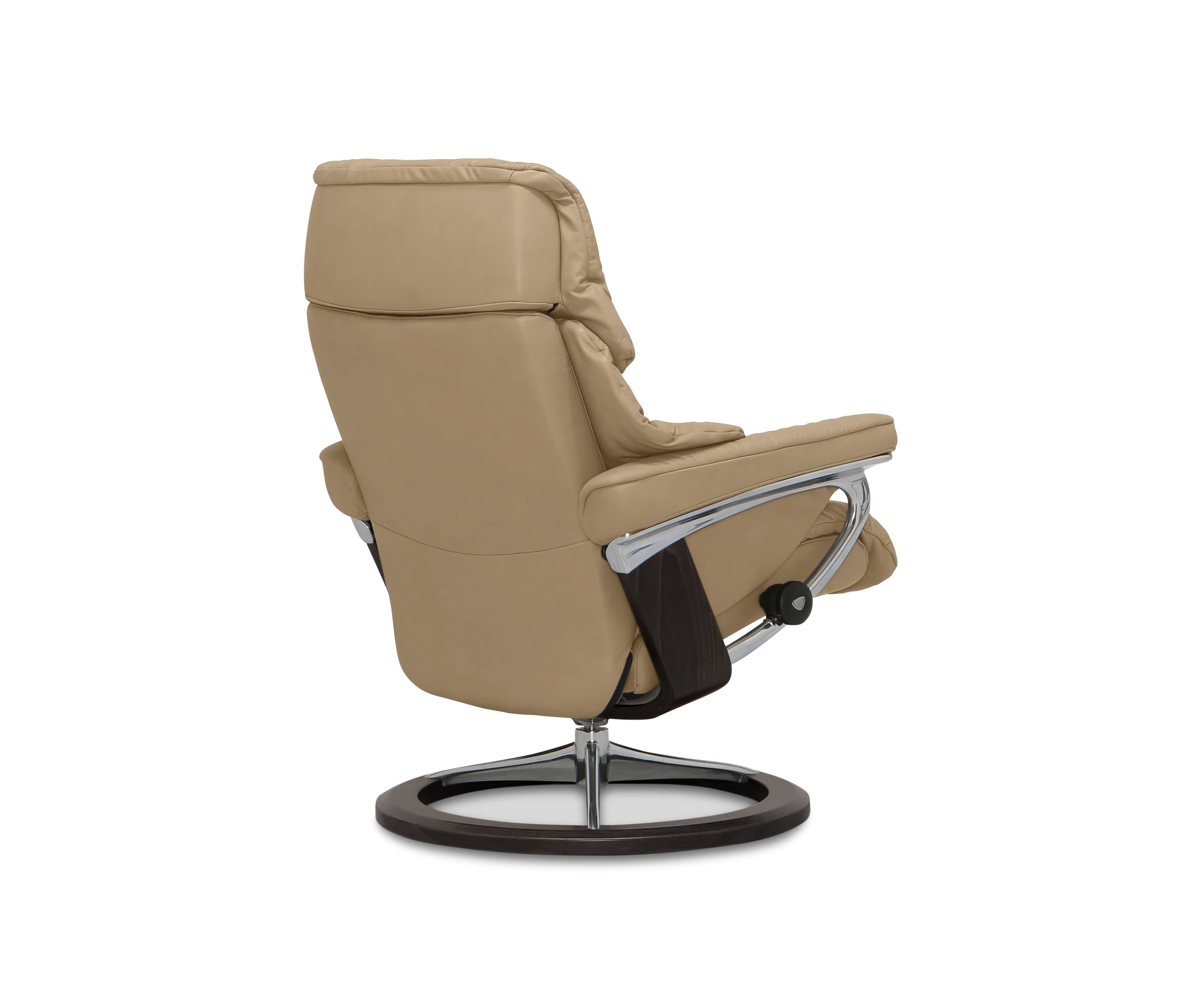 Stressless® Reno Recliner & Ottoman with Signature Base - Sand (49139231949094)