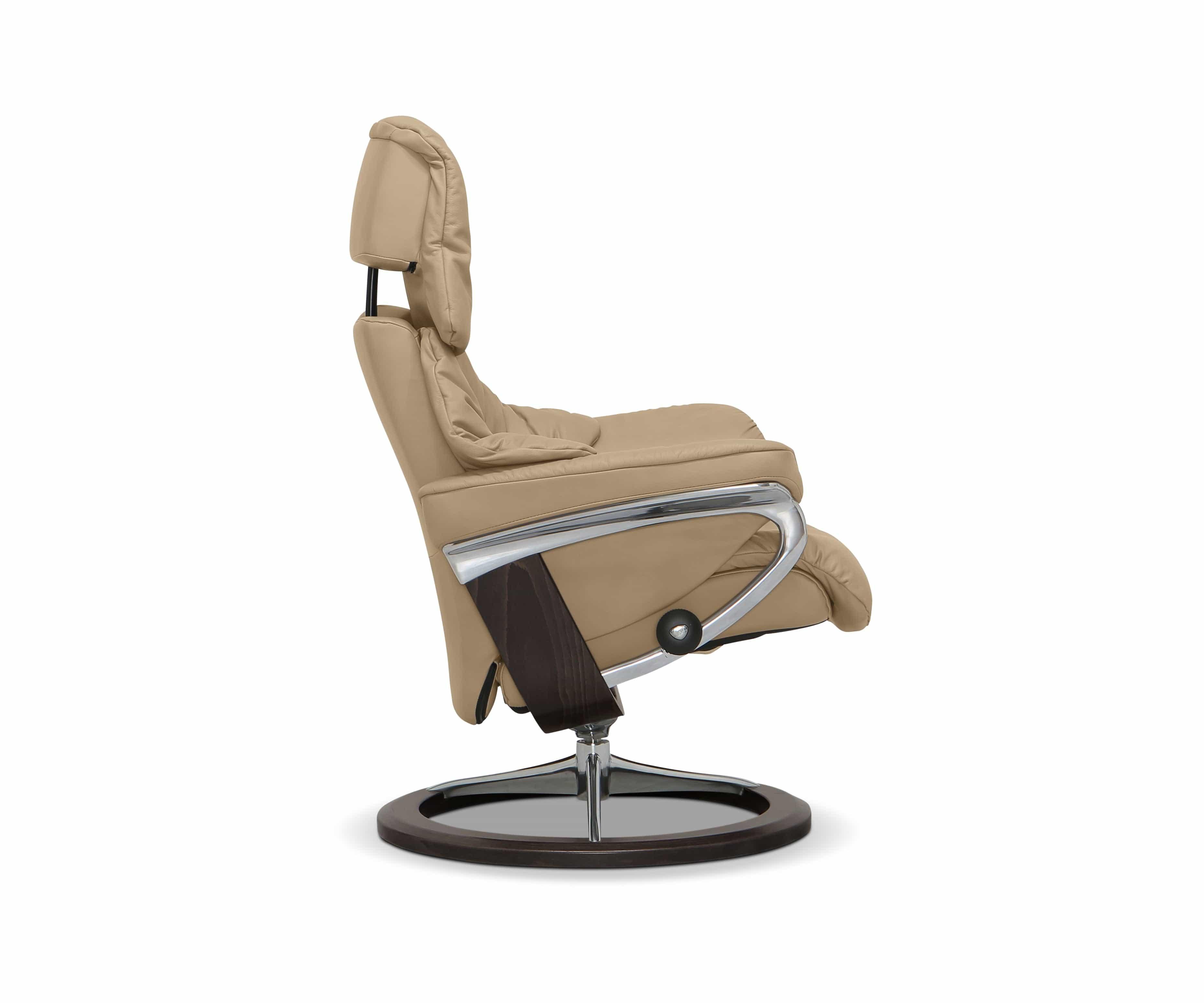 Stressless® Reno Recliner & Ottoman with Signature Base - Sand (49139231883558)