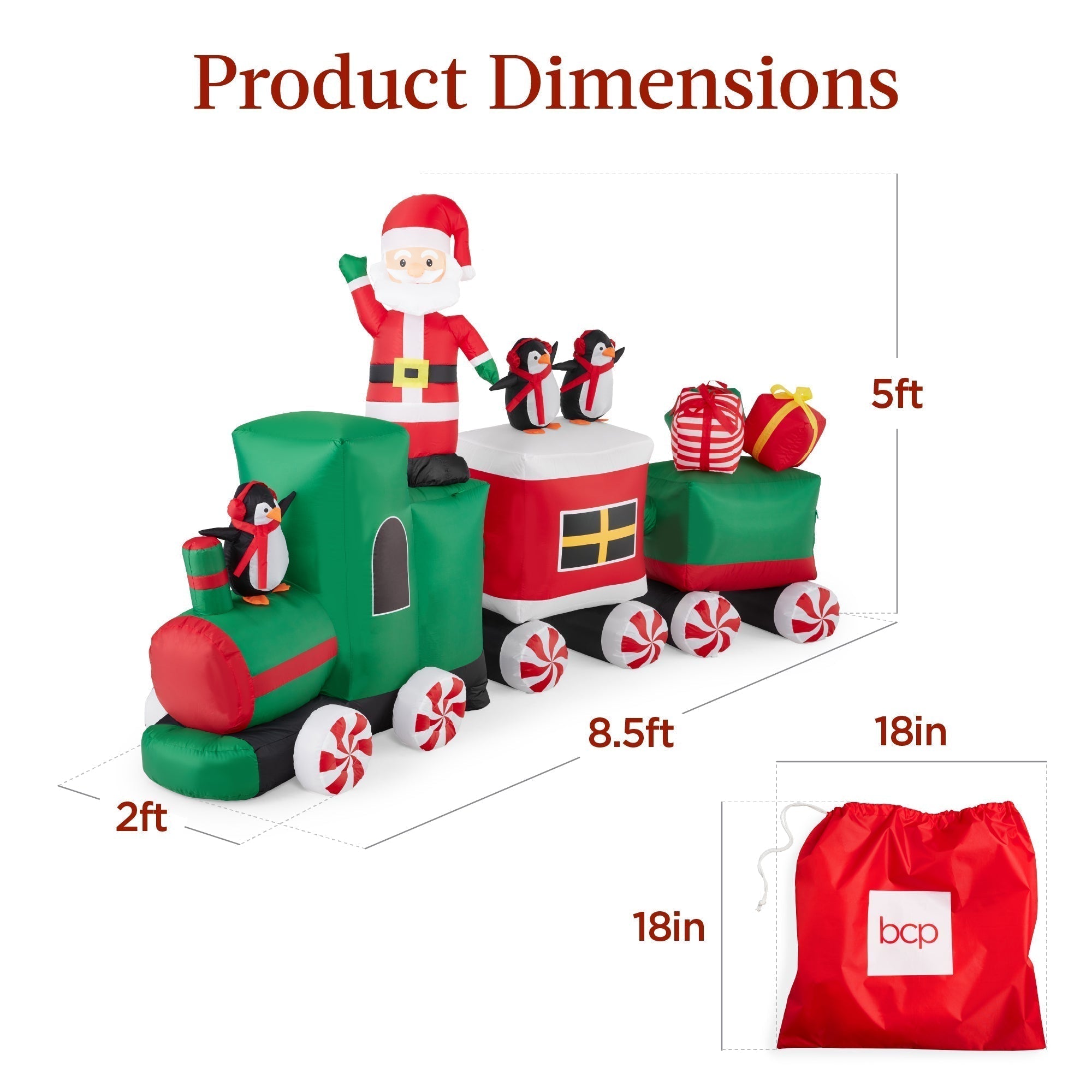 Pre-lit Inflatable Christmas Train & Animated Santa Claus - 8.5ft (49140523041062)