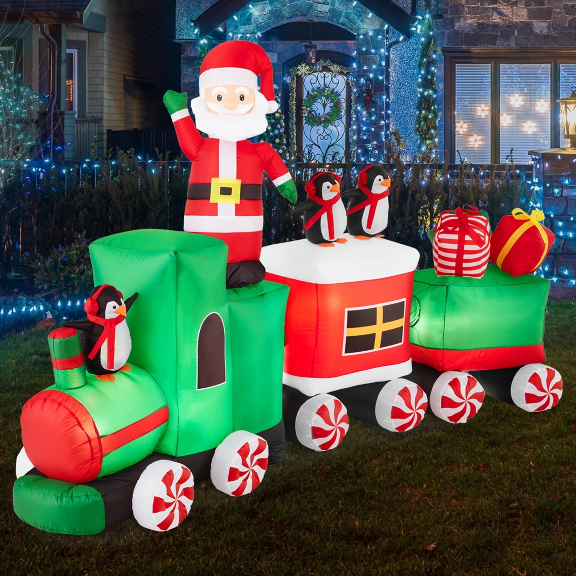 Pre-lit Inflatable Christmas Train & Animated Santa Claus - 8.5ft (49140522844454)